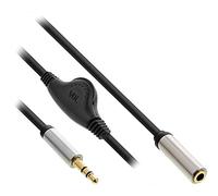 InLine 99253B Slim Audio Cable Jack 3.5 mm M/F with Volume Control 0.25 m
