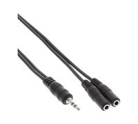 InLine 99300B Jack Y Cable, 3.5 mm Jack Plug to 2x 3.5 mm Jack Socket, Stereo, 2 m