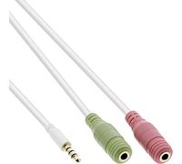 InLine 99301 W Audio Headset Adaptor Cable 3.5 mm Jack Male 4-Pin to 2x 3.5 mm Jack Sockets, 1 M Black