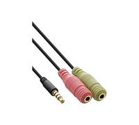 InLine® 99302 K Audio Headset Adaptor Cable 3.5 mm Jack Male 4-Pin to 2x 3.5 mm Jack 2 m Black
