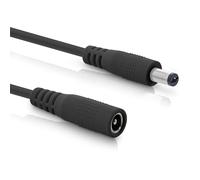 InLine - DC Extension Cable, Universal Power Supply Extension Cable for LED Strips, Security Cameras, Printers, Routers, Switches and much more, DC Male/Female 5.5 x 2.1 mm, Black, 1 m