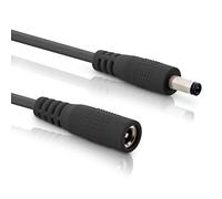 InLine - DC Extension Cable, Universal Power Supply Extension Cable for LED Strips, Security Cameras, Printers, Routers, Switches and much more, DC Male/Female 5.5 x 2.1 mm, Black, 1 m