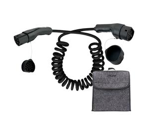 InLine EV 16275S Coiled Charging Cable for Electric Car Type 2 EN 62196 with Storage Bag 11 kW Max / 7.4 kW / 3.7 kW / 3.7 kW / 16 A Three Phase Compatible with i3, iX, ID.3, ID.4 and Models