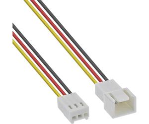InLine Fan Cable Extension 3-Pin Molex Male to Female with Speedometer Signal Transmission for PC Fan Housing Fan Cable 2 m 33328M