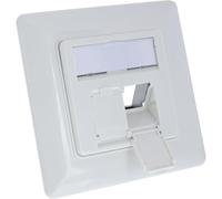 Inline Frame Set for 2x RJ45 Keystone Module, SNAP-In, Flush-Mounted, Narrow 32 mm Design, Network Socket with Labelling Field, White, 76202U