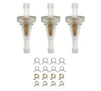 Inline Fuel Filter 6mm Transparent Petrol Filter for Motorcycles ATVs Dirt Bikes with Hose Clamps 3pcs
