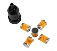 Inline Fuel Filter for 8MM Fuel Lines Constructed from Aluminum Alloy with 5 Replaceable Filter Elements for Motorcycles, ATVs and Utility Equipment (Black)
