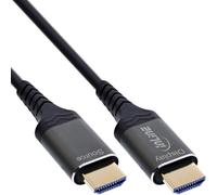 InLine HDMI AOC Cable Ultra High Speed HDMI 2.1 Fibre Optic Cable for 8K 60Hz 4K 240Hz, Aluminium Connector, ARC eARC HDR, Gold-Plated, 50 m, 17950X