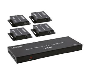 Inline HDMI Splitter Extender 1x4, Cat.6, 4K 30 Hz, with Receivers