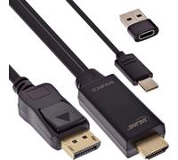 InLine HDMI to DisplayPort Converter Cable, Active Adapter Cable with USB Power, UHD 4K 60Hz, for Monitor & Notebook, 2m, 17162I