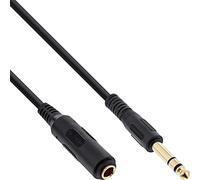 InLine Headphone Extension 6.3 mm Jack Male to Female Stereo Gold-Plated Contacts Black Black 2 m