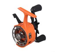 Inline Ice Fishing Reel with Magnetic Braking for System, 3.2:1 Gear Ratio, 3+1 Ball Bearings, Two-Way Spare Spool Lever, Low Profile Compact Design(right hand orange)
