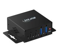 InLine Industrial USB 3.2 Hub 4-Port 2 x USB-A / 2 x USB-C 5 Gbps | USB-C Host with Screw Lock, 12-24V DC, Metal Housing, Wall Mount, BC1.2, Plug & Play