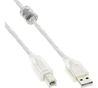 Intos USB 2.0 Connection Cable A/S - B/S 0.5 m Transparent with Ferrite Core