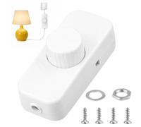 Inline LED Dimmer Switch 1 Gang, 220V-240V, Trailing Edge Rotary ON/Off Dimmer Light Switch Dimming Knob Control for Home 3-100W Dimmable LED Ceiling Incandescent Halogen Bulbs Table Lamps (White)