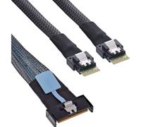 Inline MCIO Cable, MCIO x8 Male to 2X SFF-8654 4i, PCIe Gen5 NVMe SAS High-Speed Twinax Data Cable, 0.5m, 27663A