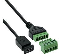 Inline Mini USB Adapter Cable Bus to 5 Pole Terminal Block, Power & Data Class Connection Cable, Colour Coded, 1 m, 92504D