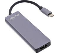 InLine® Multifunctional Hub USB 3.2 Gen.1, 2x USB-A 5Gb/s + HDMI 4K/30Hz + Card Reader, Aluminium, Grey