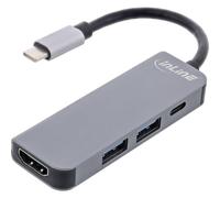 InLine® Multifunctional Hub USB 3.2 Gen.1, 2x USB-A 5Gb/s + HDMI 4K/30Hz + USB Type-C PD 87W, Aluminium, Grey