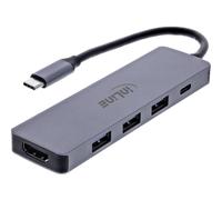 Inline Multifunctional Hub with 3X USB-A 5Gb/s, HDMI 4K 60Hz, USB-C Power Delivery 100W, Compatible with Windows macOS Linux, 33271A