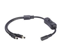 Inline On/Off Control Power Splitter | 0.2x0.1 in 1 female 2 male cable, 15.7 in 18AWG line, for security camera wiring, desktop device management
