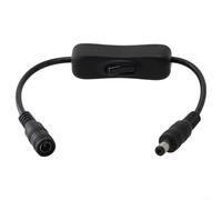 Inline On/Off Rocker Switch Cable 5.5x2.1mm for DC 5V-24V Lighting Strips, CCTV Cameras, DVRs - 30cm Length, 6A Max Current
