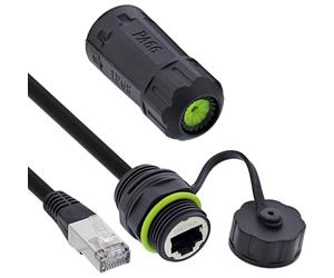 Inline Patch Cable Coupler Cat.6A IP68 Waterproof Shielded RJ45 Female to Male 50cm Cable Integrated Ethernet Connection for Outdoor & Industrial 69927K