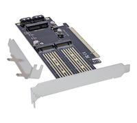 InLine® PCI Express Card for 1x M.2 Key B + 1x NVMe M.2 Key M + 1x mSATA, PCIe x16, 76660T