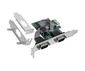 Inline PCIe RS-232 Card with 2 Serial Ports, D-Sub 9 Connectors, Includes Low-Profile Bracket for Windows & Linux Systems, 76619F