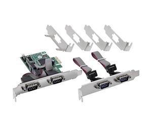 Inline PCIe Serial Card, 4 Port RS-232 Interface, D-Sub 9, CH384L, Low Profile Brackets, UART Interface, High Data Rate, 76619E