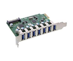 InLine® PCIe USB 3.2 Card, 7X USB-A Gen.1 Ports, 5Gb/s, SATA Power Connector, VL805, for Windows & Linux, 76661L