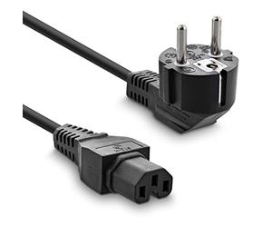 InLine Power cable, earthing contact angled to warm device plug C15 (IEC-60320) straight, type H05RN-F, black, 3 m, 16810E