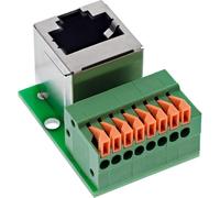 Inline RJ45 Angled Socket, 8-pin, Push-In Terminal, for DIN Rail, Cat.5e, Network Socket, Tool-free, LAN Coupling Ethernet Vertical, 92505G