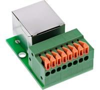 Inline RJ45 Jack for DIN Rail, 8 Pin, Push-in Clamp, Toolless Network Module, Cat.5e, LAN Coupling Ethernet, 92505F