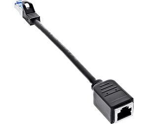InLine® RJ45 S/FTP Extension Cable (PiMf), Cat.6A, Halogen Free, Copper, Black, 0.2 m