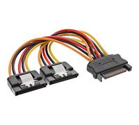 InLine SATA Power Y-Cable female / 2x male with safety latch, 0.15m