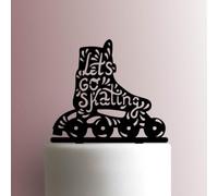 Inline Skate Lets Go Skating - Acrylic Cake Topper 8 Inch Width/White
