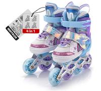 Inline Skates 4in1 Children's Kids Inliners Roller Skates Rollers Quad Skates Carbon Children's Inline Skates Adjustable Shoe Big Wheels