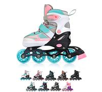 Inline Skates Children's Kids Inliners Roller Skates Rollers ABEC 7 Carbon Children's Inline Skates Adjustable Shoe Size (Light Blue/Pink, S 30-33)