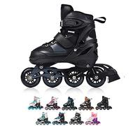 meteor Inline Skates Children's Kids Inliners Roller Skates Roller Blades ABEC 7 Carbon Children's Inline Skates Adjustable Shoe Size (Black, S 30-33)
