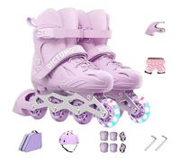 Inline Skates, For Kids And Youths, Roller Skates With Light-up Wheels, 4 Size Adjustable, Children Skating Boots For Indoor And Outdoor Use, For Boys Girls Beginners(Size:M (30-35),Color:Pink)
