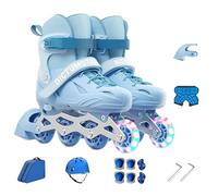 Inline Skates, For Kids And Youths, Roller Skates With Light-up Wheels, 4 Size Adjustable, Children Skating Boots For Indoor And Outdoor Use, For Boys Girls Beginners(Size:M (30-35),Color:Blue)