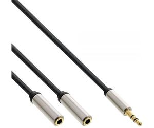 InLine Slim Audio Y-cable jack 3.5mm male to 2x jack female, 1m