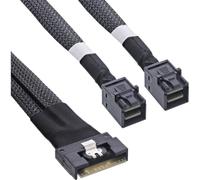 InLine Slim SAS cable, SFF-8654 8i to 2x SFF-8643, 0.75m, 27648B