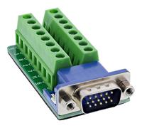 Inline Terminal Block VGA Male HD15 Screw Terminal 2 Row for DIY Cabling Prototyping & Repair Side Connection Compact & Robust 92503B