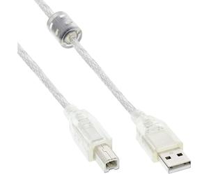 InLine® USB 2.0 cable, InLine®, transparent, AM/BM, with ferrite core, 3m 1x