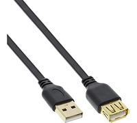 InLine® USB 2.0 Flat Cable Extension A Male/Female Black Contacts Gold 1.5 m