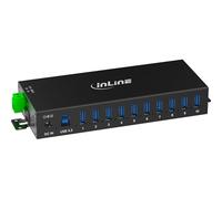 Inline USB 3.2 Gen.1 Industrial Hub with 10 Ports, Aluminium Housing, DIN Rail Mount, Active USB Hub with Power Supply, 5Gb/s, 35396C