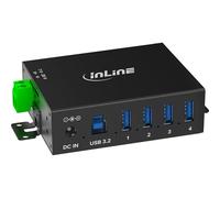 Inline USB 3.2 Gen.1 Industrial Hub with 4 Ports, Aluminium Housing, DIN Rail Mount, Active USB Hub with Power Supply, 5Gb/s, 35396A