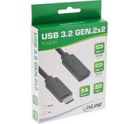 InLine USB 3.2 Gen.2x2 cable, USB-C extension ST/BU, black, 0.5 m